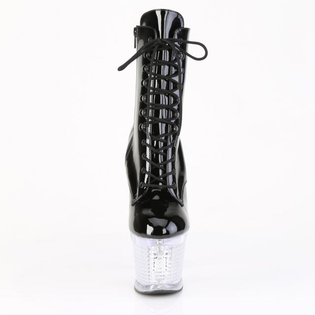 Pleaser(プリーザー) FLASHDANCE-1020SPEC LED照度 USB申し受ける アンクルブーツ 側面ZIP 黒いこと／せつ然たる◆取り寄せ