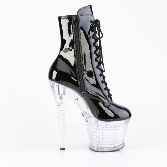 Pleaser(プリーザー) FLASHDANCE-1020SPEC LED照度 USB申し受ける アンクルブーツ 側面ZIP 黒いこと／せつ然たる◆取り寄せ