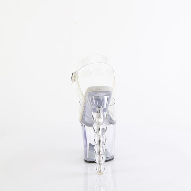 Pleaser(プリーザー) BLISS-708 連珠型ヒール アンクルストラップ厚底サンダル クリア／クリア◆取り寄せ Pleaser(プリーザー) BLISS-708 連珠型ヒール アンクルストラップ厚底