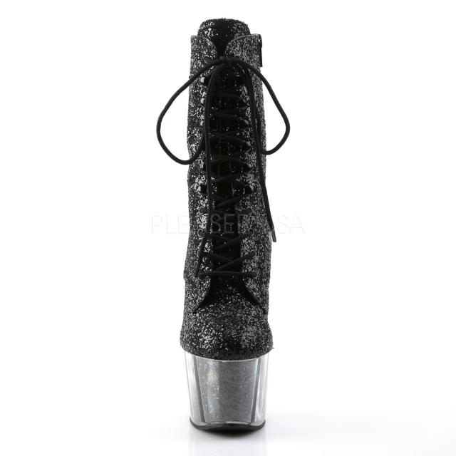Pleaser ADORE-1020G 黒 グリッター素材 レースアップ厚底ショートブーツ プリーザー◆取り寄せ_1