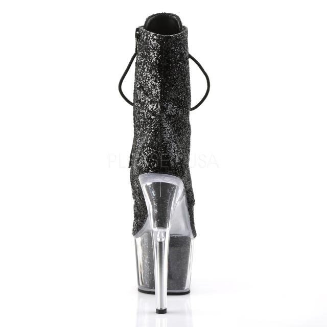 Pleaser ADORE-1020G 黒 グリッター素材 レースアップ厚底ショートブーツ プリーザー◆取り寄せ_3