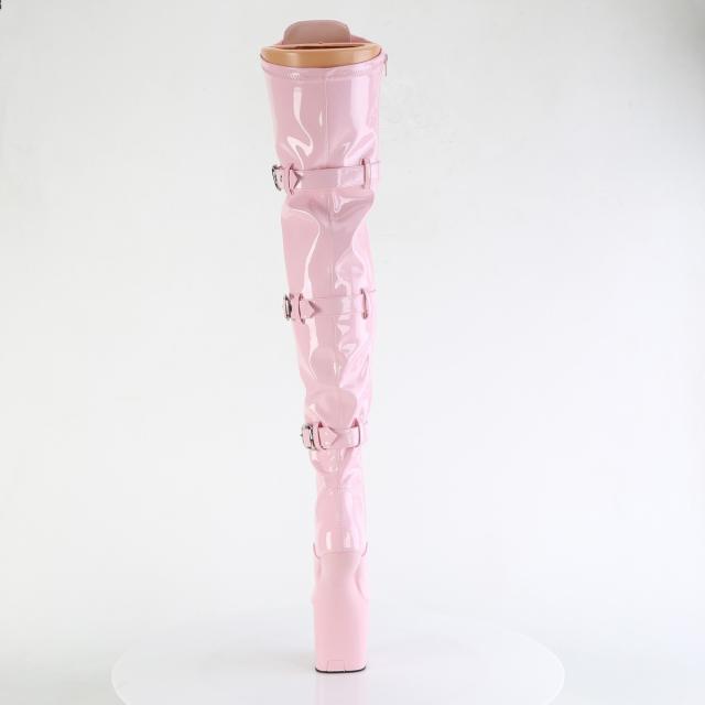 Pleaser(プリーザー) CRAZE-3028 ヒールレスサイハイブーツ 3連バックルストラップ ベビーピンク◆取り寄せ_3