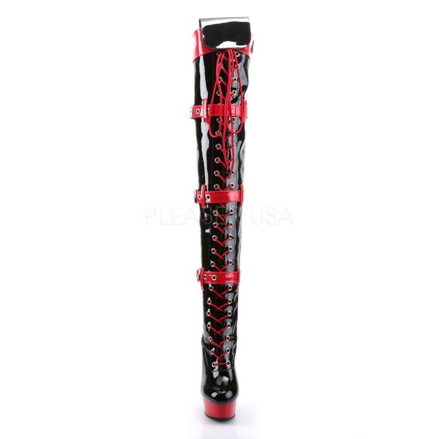 FUNTASMA　サイハイブーツ エナメル黒×赤 Pleaser MEDIC-3028-BLK-RED◆取り寄せ_1