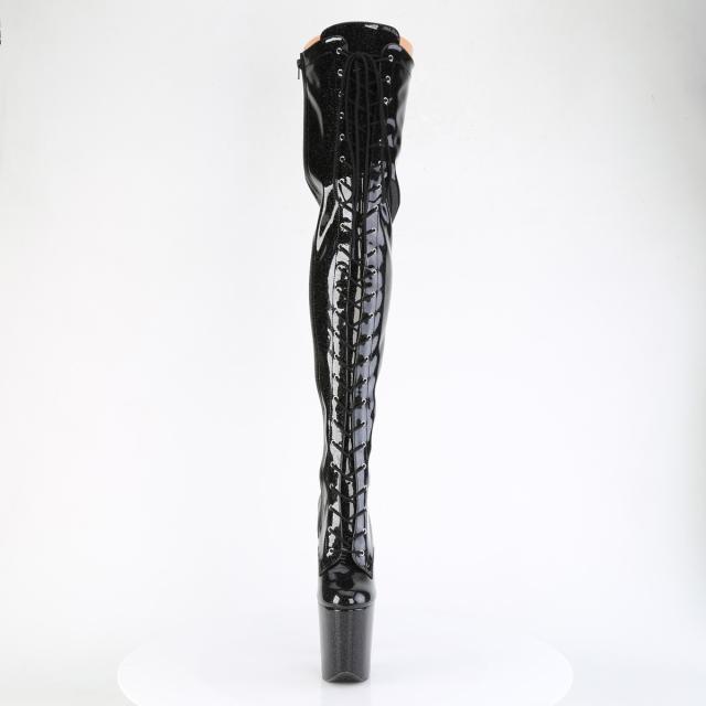 Pleaser(プリーザー) FLAMINGO-3020GP きらきらグリッター 超厚底 サイハイブーツ 舞台 衣装 ブラックグリッター◆取り寄せ_1