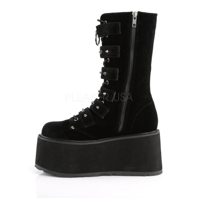 Demonia DAMNED-225 3 1/2inch PF Mid-Calf Boot w/ 6 Buckle Straps, Metal Side Zip◆取り寄せ