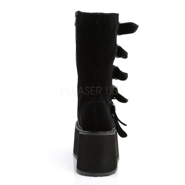Demonia DAMNED-225 3 1/2inch PF Mid-Calf Boot w/ 6 Buckle Straps, Metal Side Zip◆取り寄せ