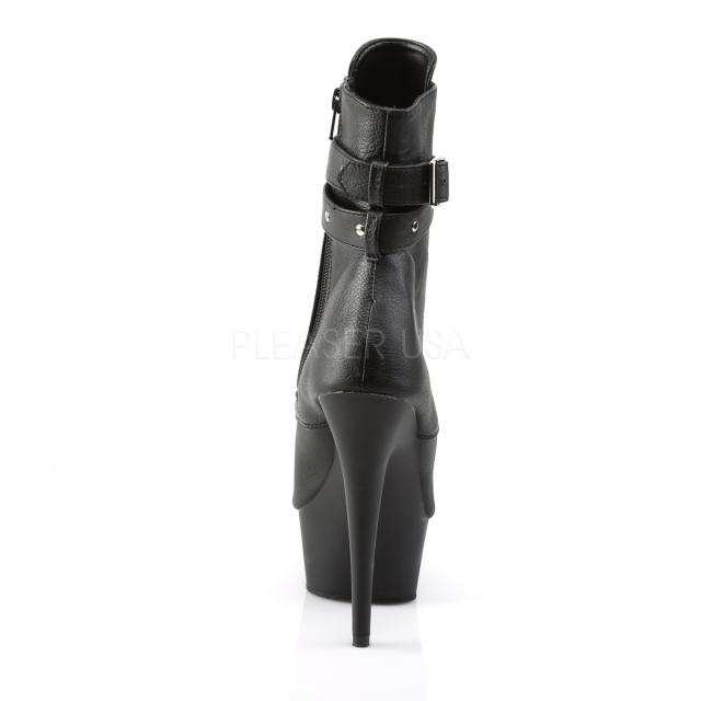 Pleaser(プリーザー) ピープトゥ レースアップショートブーツ ジッパー付き DELIGHT-1033 マットブラック◆取り寄せ_3