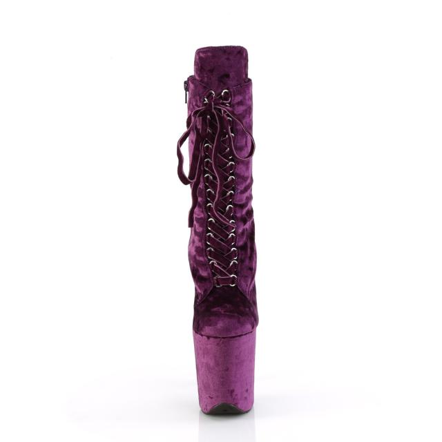 Pleaser(プリーザー) FLAMINGO-1045VEL 厚底プロテクター付き ベルベットアンクルブーツ サイドZIP パープルベルベット◆取り寄せ_1