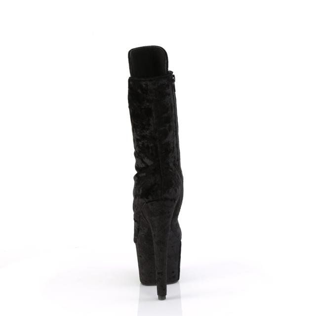 Pleaser(プリーザー) ADORE-1045VEL ベルベット素材 厚底プロテクター付き レースアップアンクルブーツ ブラック 黒◆取り寄せ_3