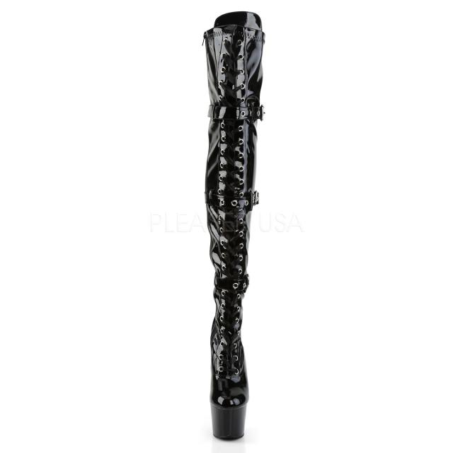 Pleaser ADORE-3028 3連バックルサイハイブーツ 厚底 ピンヒール