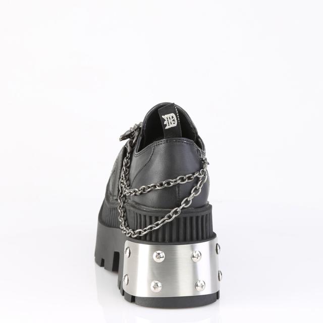 Demonia(デモニア) WRATH-42 スクエアトゥ 厚底ローファー スケルトン