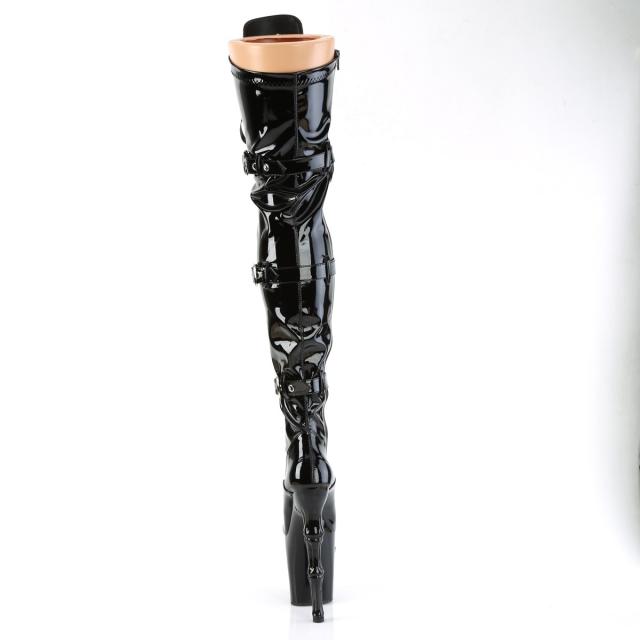 Pleaser(プリーザー) RAPTURE-3028 フィンガーボーンヒール スカル厚底 サイハイブーツ エナメル黒◆取り寄せ_3