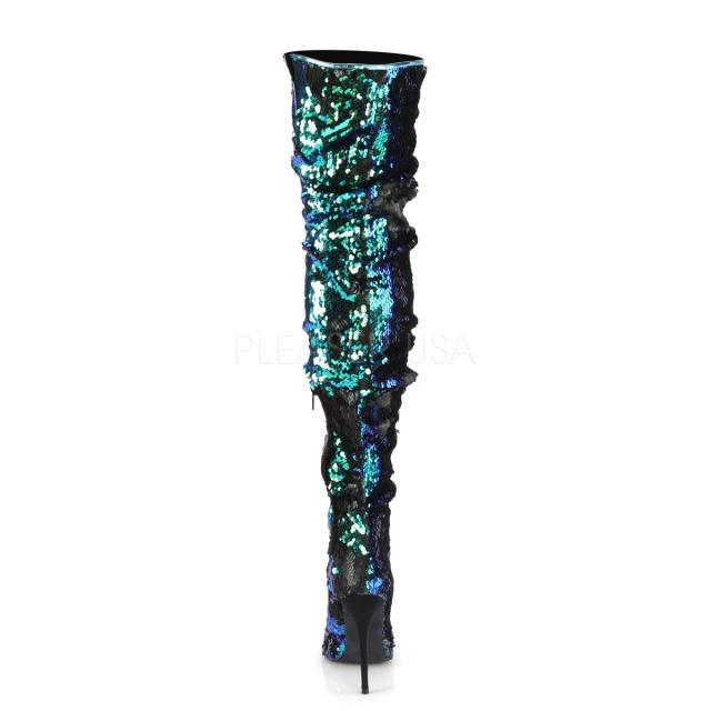 Pleaser COURTLY-3011 5inch Ruched Sequined Thigh High Boot, 1/3 Side Zip◆取り寄せ_3