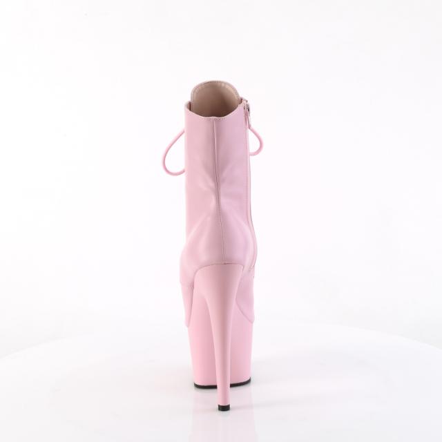 Pleaser(プリーザー) ADORE-1021 ピープトゥ レースアップアンクルブーツ ショートブーツ ベビーピンク◆取り寄せ Pleaser(プリーザー) ADORE-1021 ピープトゥレースアップアンクル