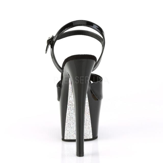 Pleaser(プリーザー) SKY-309CRS アンクルストラップサンダル エナメル黒 裏面ラインストーン／シルバー 約18cmヒール◆取り寄せ_3