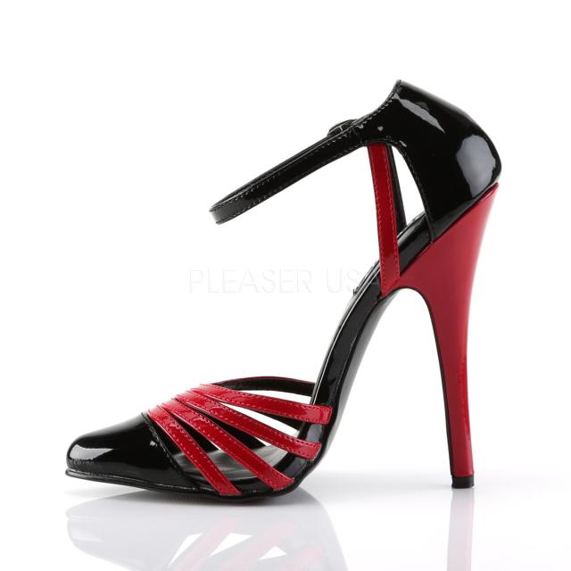 Pleaser(プリーザー) DOMINA-412 黒・赤2トーンのハイヒールエナメルパンプス/アンクルストラップ付き/ヒール高約15cm◆取り寄せ_2