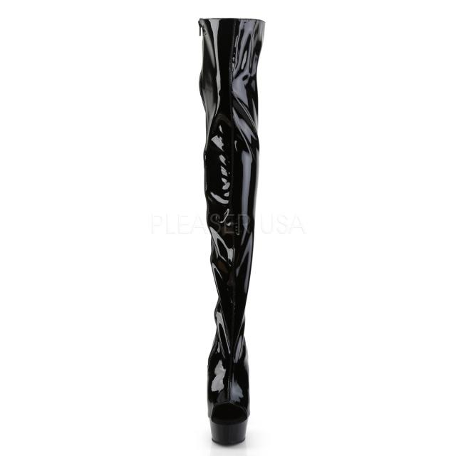 Pleaser DELIGHT-3017 6inch Heel, 1 3/4inch PF Thigh High Open Heel/Toe Lace Back Boot◆取り寄せ_1