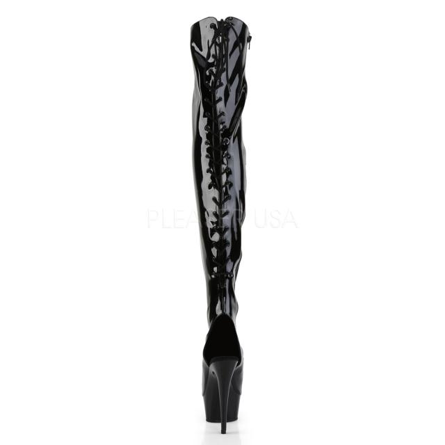 Pleaser DELIGHT-3017 6inch Heel, 1 3/4inch PF Thigh High Open Heel/Toe Lace Back Boot◆取り寄せ_3