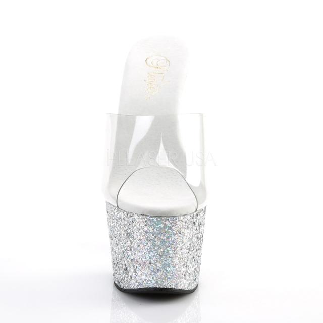 Pleaser ADORE-701LG 7inch Heel, 2 3/4inch PF Slide w/Holo Glitter
