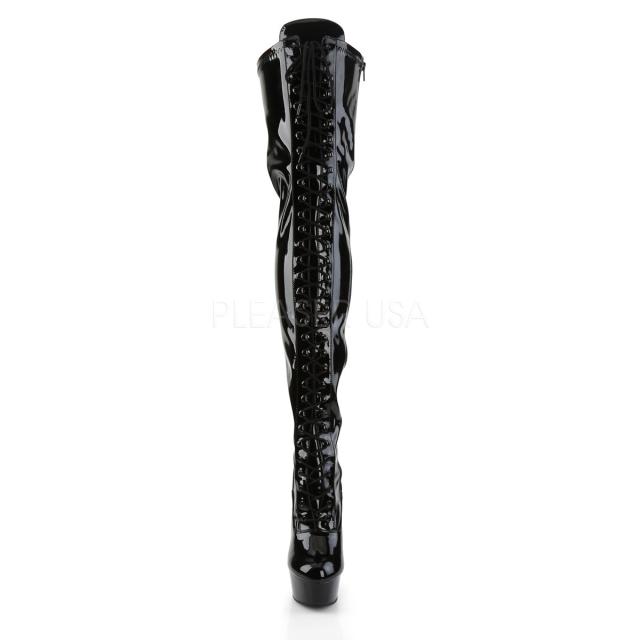 Pleaser DELIGHT-3023 6inch Heel, 1 3/4inch PF Lace-Up Stretch Thigh Boot, Side Zip◆取り寄せ_1