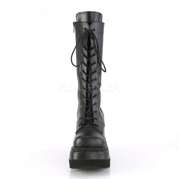 Demonia SHAKER-72 4 1/2inch Wedge PF Lace-Up Mid-Calf Boot, Side Zip◆取り寄せの通販は