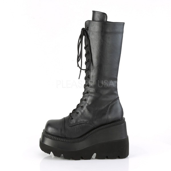 Demonia SHAKER-72 4 1/2inch Wedge PF Lace-Up Mid-Calf Boot, Side Zip◆取り寄せの通販は