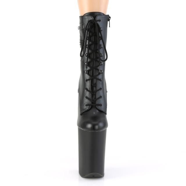 Pleaser(プリーザー) INFINITY-1020PK 超厚底アンクルブーツ ショートブーツ レースアップ サイドジップ つや消し黒◆取り寄せ_1