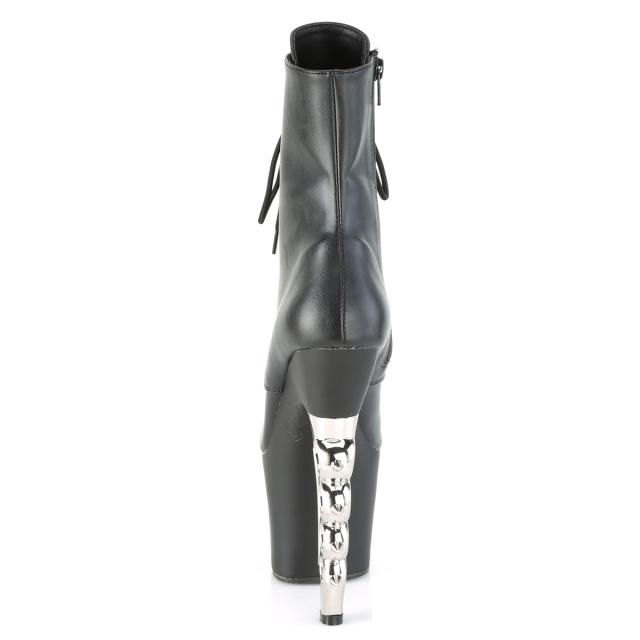 Pleaser(プリーザー) IRONGRIP-1020 メリケンサック型ヒール ショートブーツ つや消し黒／シルバー◆取り寄せ_3