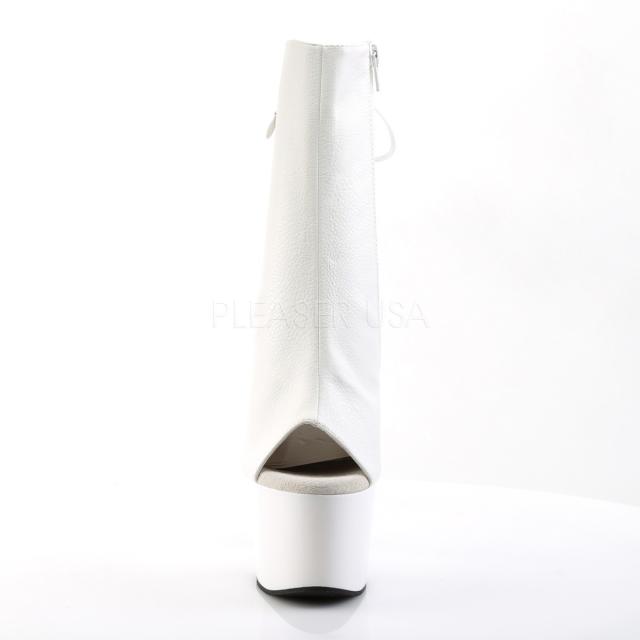 Pleaser ADORE-1018 オープントゥ／バック アンクルブーツ 厚底 ハイヒール つや消し白 ホワイト プリーザー◆取り寄せ Pleaser ADORE-1018 オープントゥ／バック アンクルブーツ 厚底