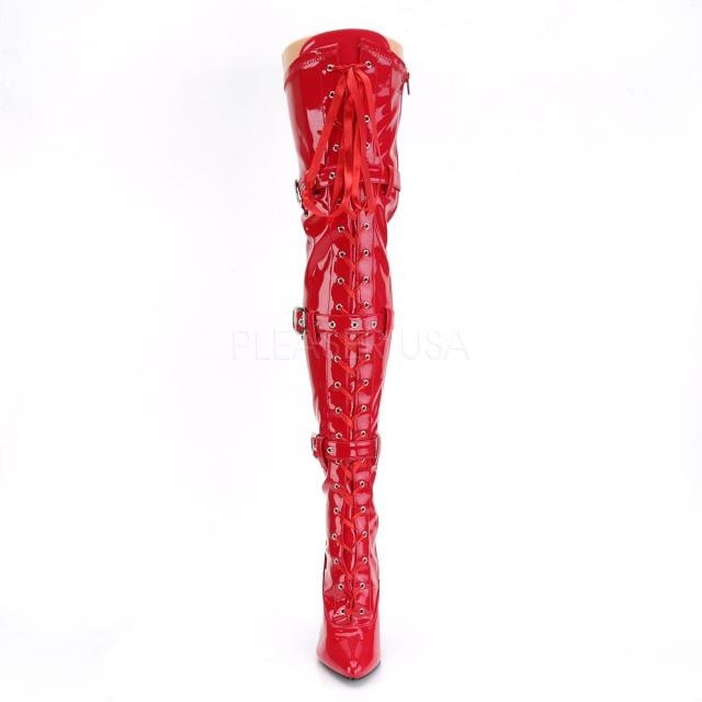 Pleaser(プリーザー) SEDUCE-3028 サイハイブーツ ロングブーツ ピンヒール 女王様 エナメル赤 レッド 約12.5cmヒール◆取り寄せ_1