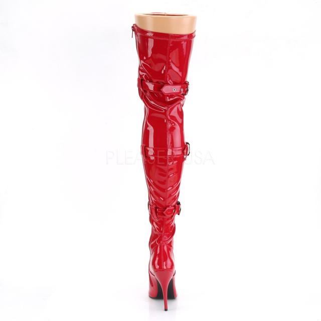 Pleaser(プリーザー) SEDUCE-3028 サイハイブーツ ロングブーツ ピンヒール 女王様 エナメル赤 レッド 約12.5cmヒール◆取り寄せ_3