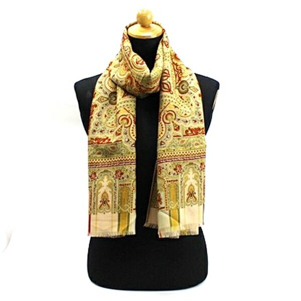 エトロ 大判 ストール ショール ペイズリー柄  ウール×シルク マルチカラー 中古 Aランク ETRO｜ レディース