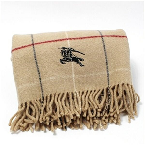★ バーバリー ウール ひざ掛け 120×65センチ ベージュ×チェック 中古 ABランク BURBERRY｜レディース女性