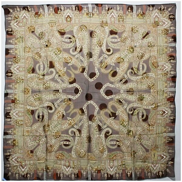 イヴサンローラン 大判 シルク スカーフ ブラウン ペイズリー柄 中古 Aランク YVESSAINT LAURENT |