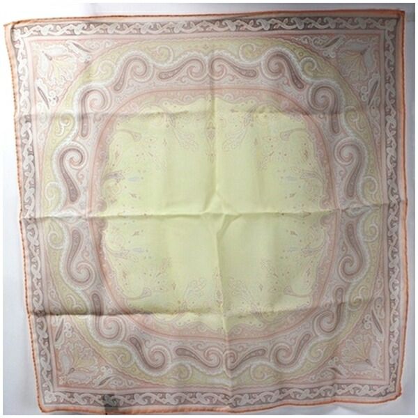 エトロ 未使用 シルク ミニ スカーフ ペイズリー柄 アイボリー 中古 Sランク ETRO | レディース 女性用 透け感