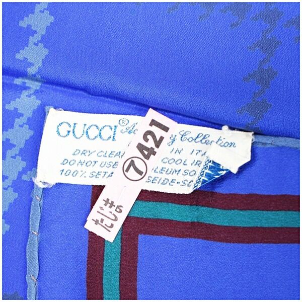 グッチ シルク スカーフ ブルー 楽器柄 中古 Aランク GUCCI | レディース 女性_3