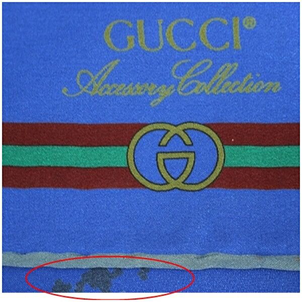 グッチ シルク スカーフ ブルー 楽器柄 中古 Aランク GUCCI | レディース 女性_4