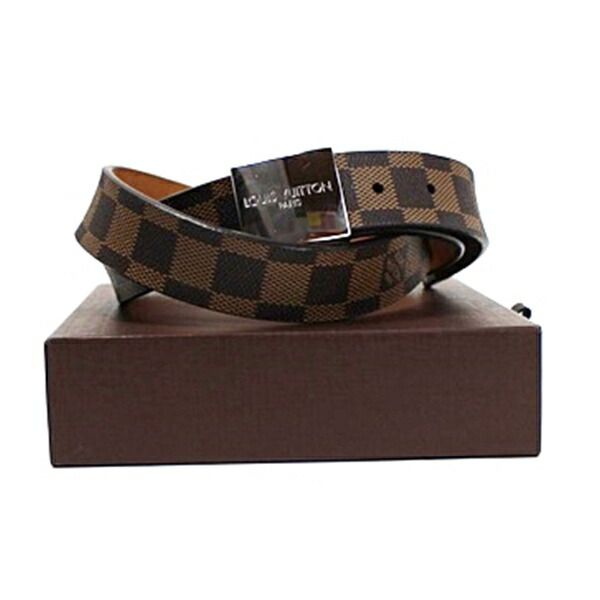 ルイ ヴィトン ダミエ サンチュール キャレ ベルト シルバー金具 M6803W 全長106センチ ルイ ヴィトン ダミエ サンチュール キャレ ベルト シルバー金具