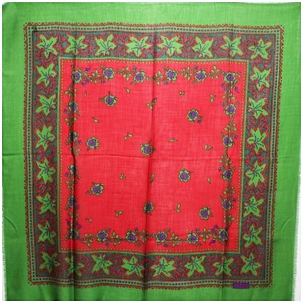 ジバンシィ ウール シルク 大判 ストール グリーン×レッド 中古 ABランク GIVENCHY | レディース 女性用