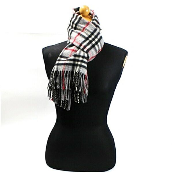 バーバリー カシミヤ マフラー グレー×チェック 144×30センチ 中古 Aランク Burberrys| メンズの通販は