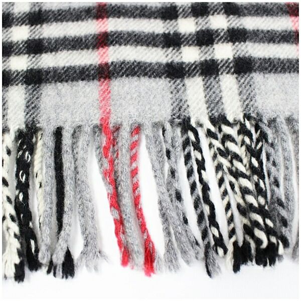 バーバリー カシミヤ マフラー グレー×チェック 144×30センチ 中古 Aランク Burberrys| メンズの通販は