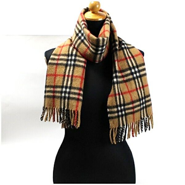 バーバリー カシミヤ マフラー キャメル×チェック 144×30センチ 中古 Aランク Burberrys| メンズの通販は 18,634円