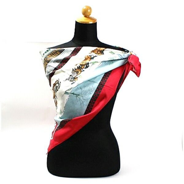 エルメス シルク スカーフ カレ90 L'HIVER EN POSTE 冬の郵便馬車 中古