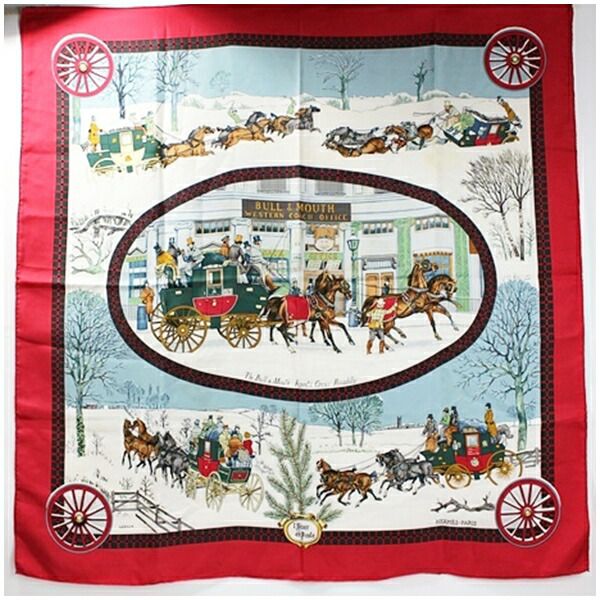 エルメス シルク スカーフ カレ90 L'HIVER EN POSTE 冬の郵便馬車 中古 ABランク HERMES | エルメス シルク スカーフ カレ90 L'HIVER EN POSTE 冬の郵便馬車 中古