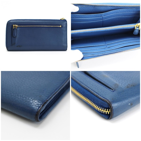 プラダ ｌ字ファスナー長財布 ネイビーブルー ゴールド金具 レザー 中古 Bランク Prada メンズ レディース 男女兼用 小銭入れ付き の通販はau Pay マーケット ブランドールミルキー