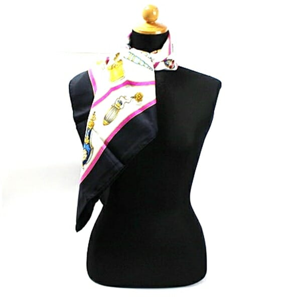 エルメス スカーフ Qu' importe le flacon（香水瓶）ホワイト ブラック