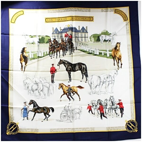 ★ エルメス スカーフ カレ90 LES HARAS NATIONAUX 国立種馬飼育場 中古 ABランク HERMES | ☆ エルメス スカーフ カレ90 LES HARAS NATIONAUX 国立種馬飼育場