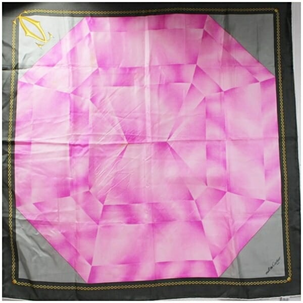 ★ カルティエ マストドゥカルティエ シルク スカーフ ピンク×グレー 中古 ABランク Cartier｜レディース 女性用