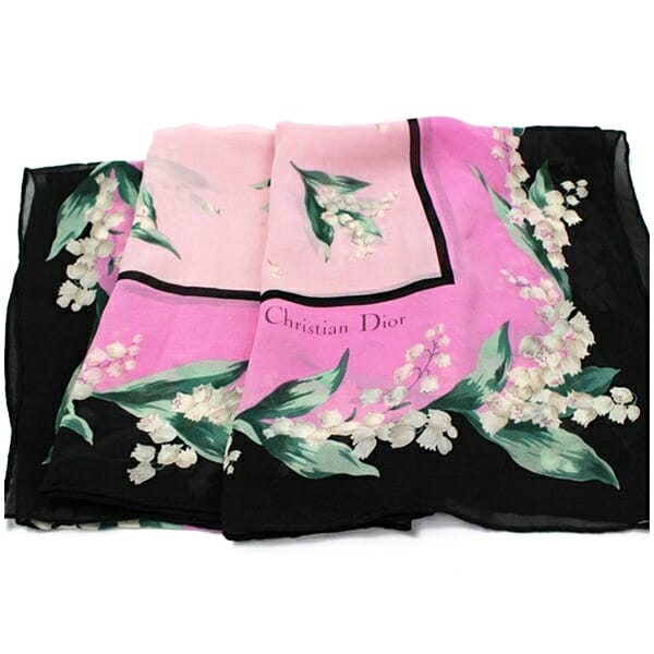 DIOR スカーフ　ピンク　花柄 Christian Dior スカーフ 花柄 クリスチャンディオール スカーフ 大判