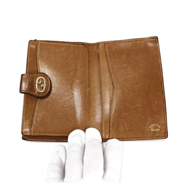 ☆ グッチ 二つ折り財布 がま口財布 ヴィンテージ ブラウン 中古 B